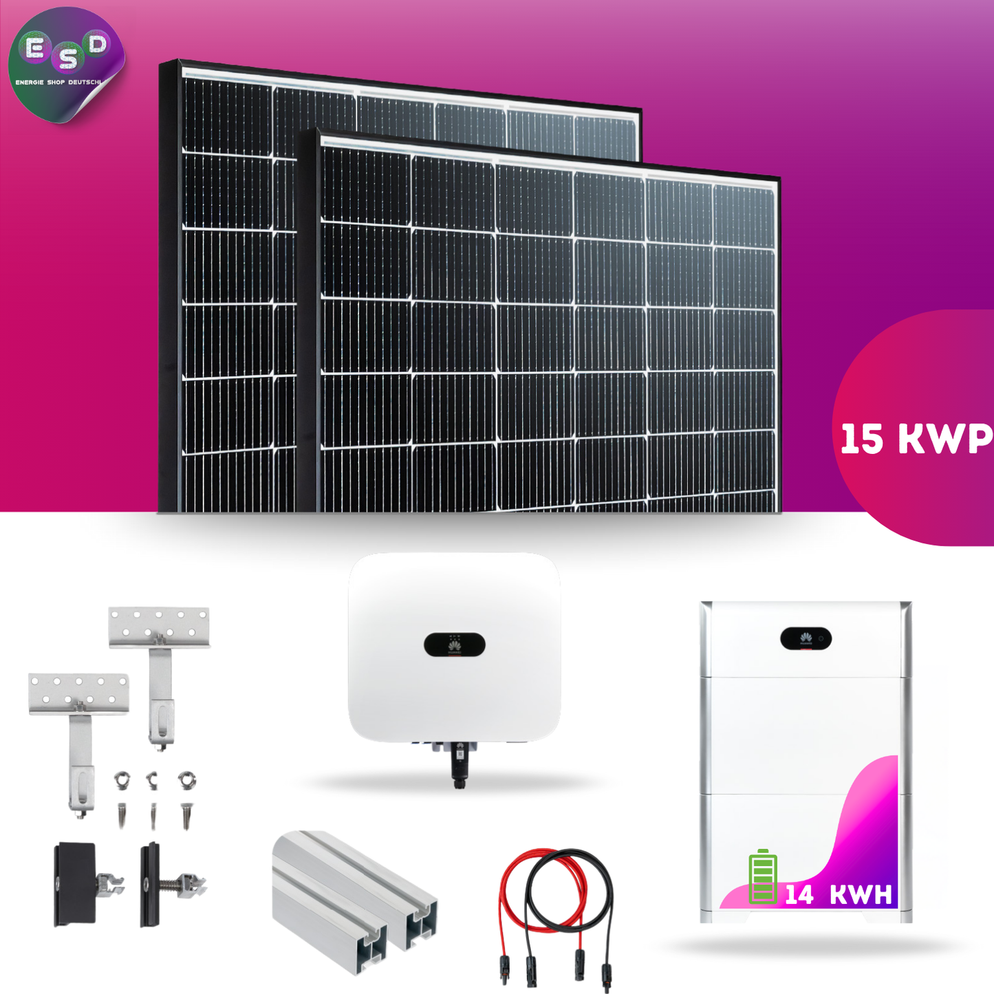 15 kWp PV-Anlage 36x Trina 430Wp Black Frame 14kW Speicher