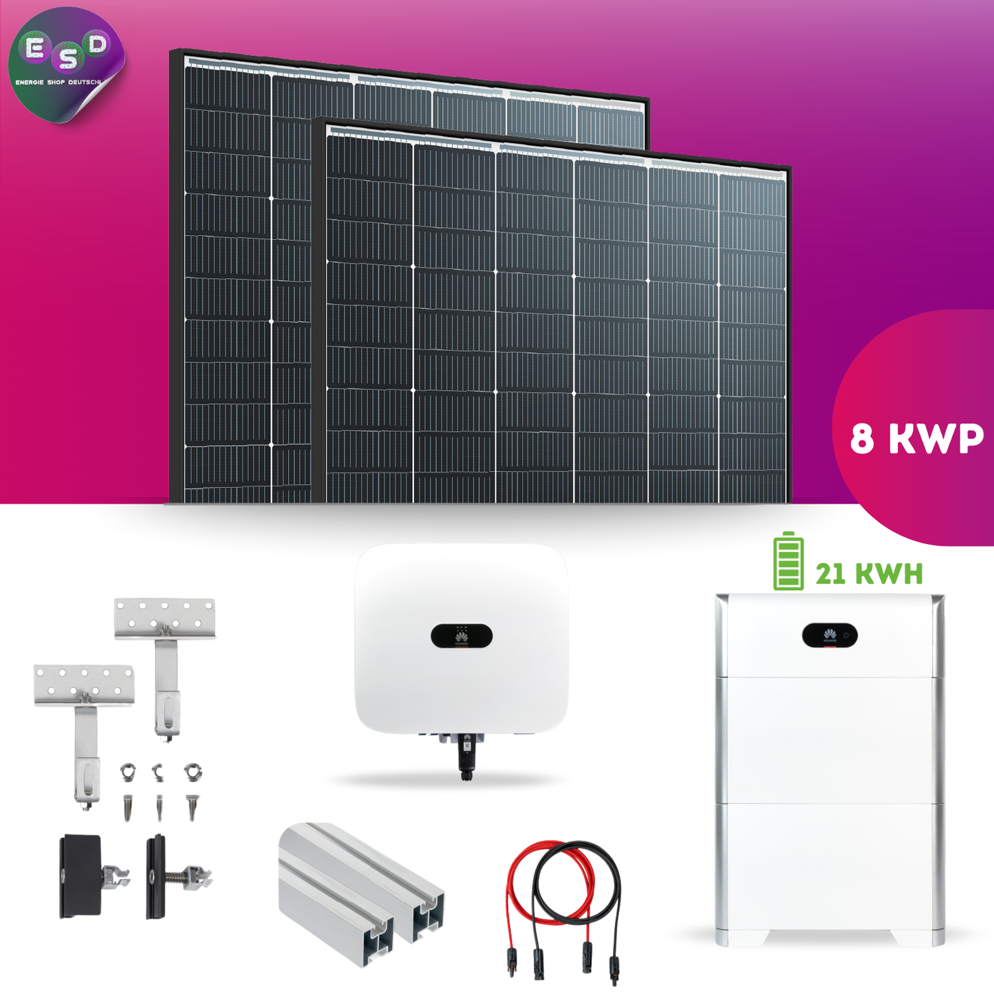 8 kWp PV-Anlage 19x Trina 430Wp Black Frame 21kW Speicher