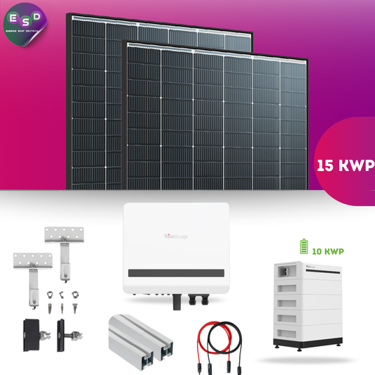 PV Komplettpaket Trina 15kWp Schrägdachmontage Trina 440 Bifazial Black Frame Module 10kW Speicher